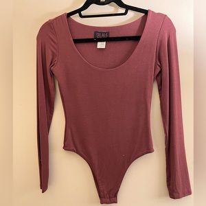Maroon long sleeve bodysuit